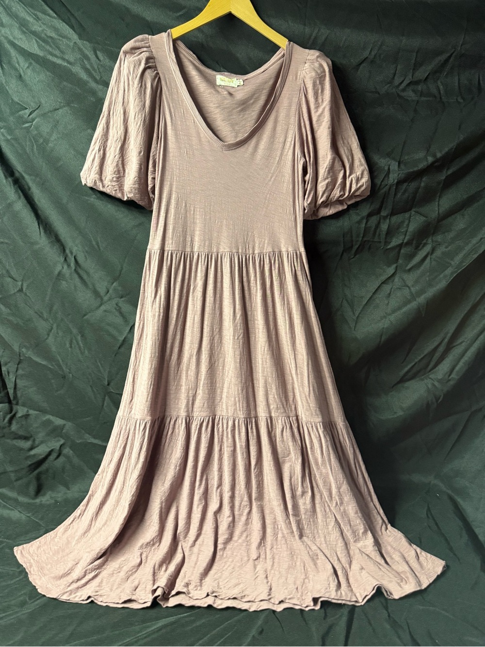 Nation LTD Geri Puff-Sleeve Tiered Maxi Dress in Dusty size Small